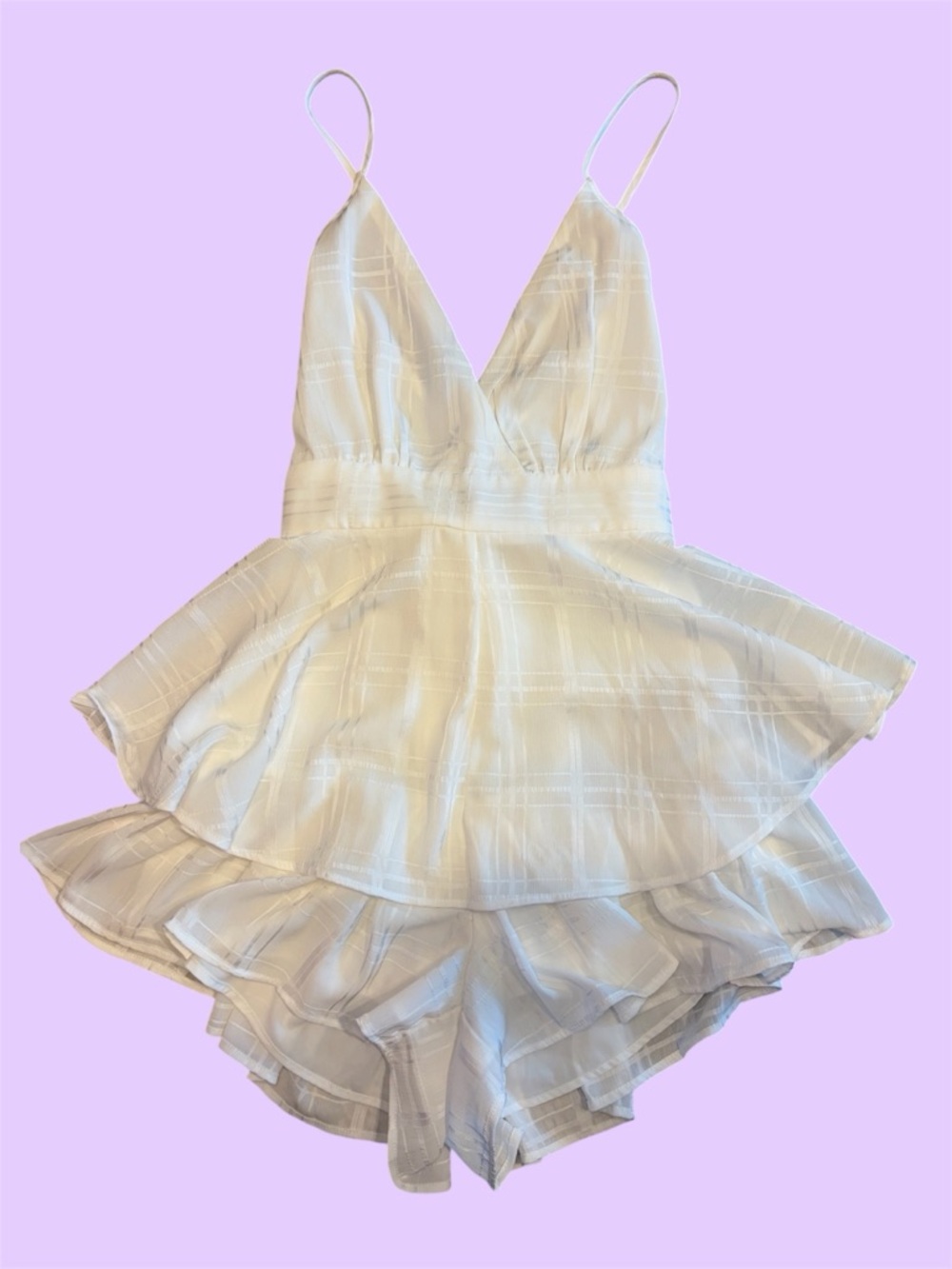 Hello Molly White Textured Romper